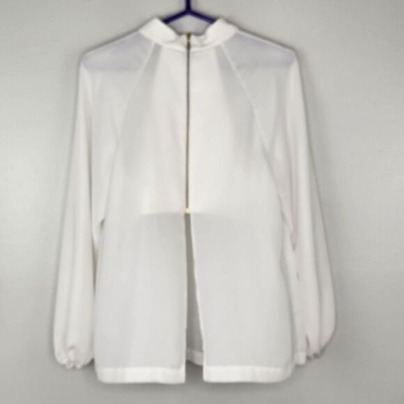 Robert Rodriguez White High Neck Chiffon Blouse with Built-in Halter Bra MED - Picture 6 of 12
